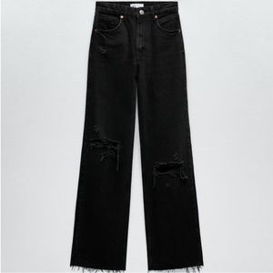 NWT Zara Ripped Wide Leg Jeans